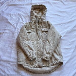Forever 21 Cream Textured Fabric winter coat detachable hood size small